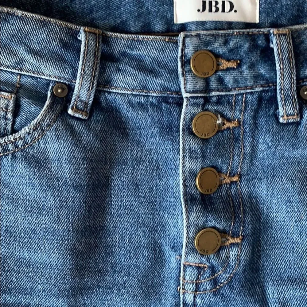 JBD. Distressed High-Rise Denim Skirt - Picture 2 of 4